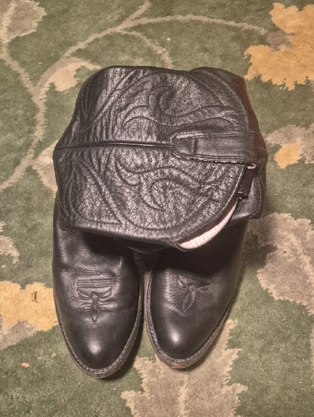 Classic Black Leather Western Boots - Men's